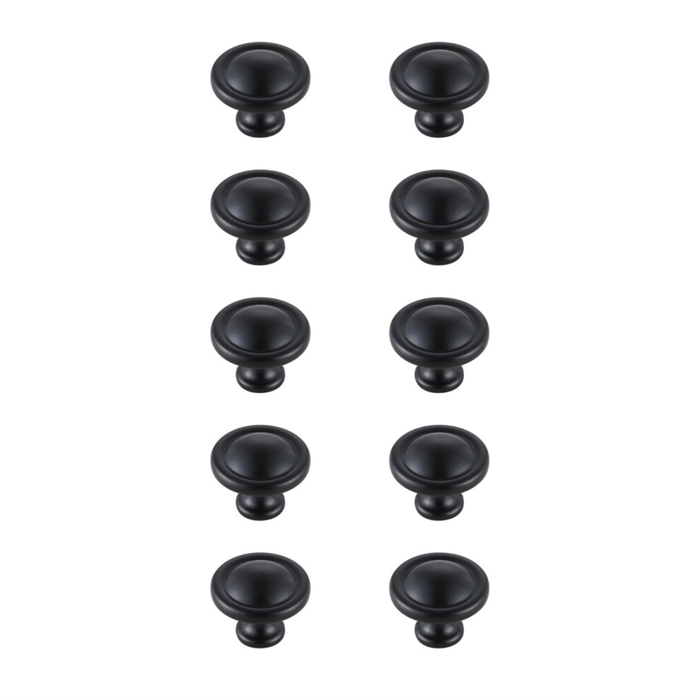 Garlande 1.2"""" Diameter Matte Black Mushroom Knob Multipack (Set Of 10 196683006351