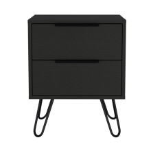 TUHOME Augusta 2 Night Stand- Four Legs  Two Drawers-Black  For Bedroo