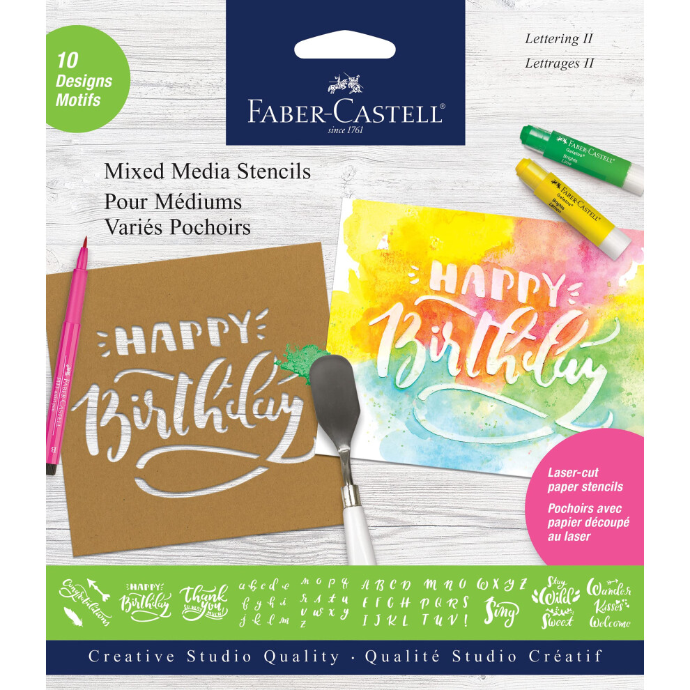 Faber-Castell Mixed Media Paper Stencils - 10 Reusable Graphic Stencil