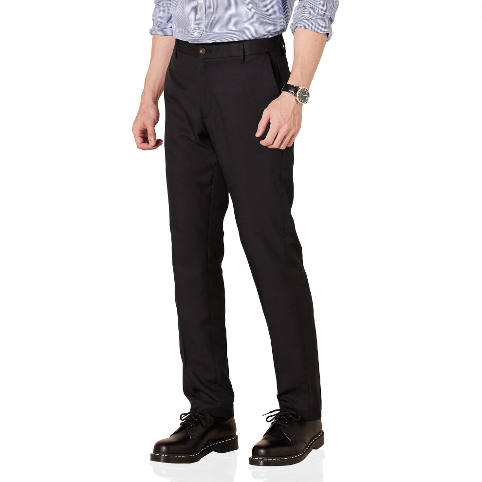 Amazon Essentials Men's Slim-Fit Flat-Front Dress Pant  Black  29W x 2