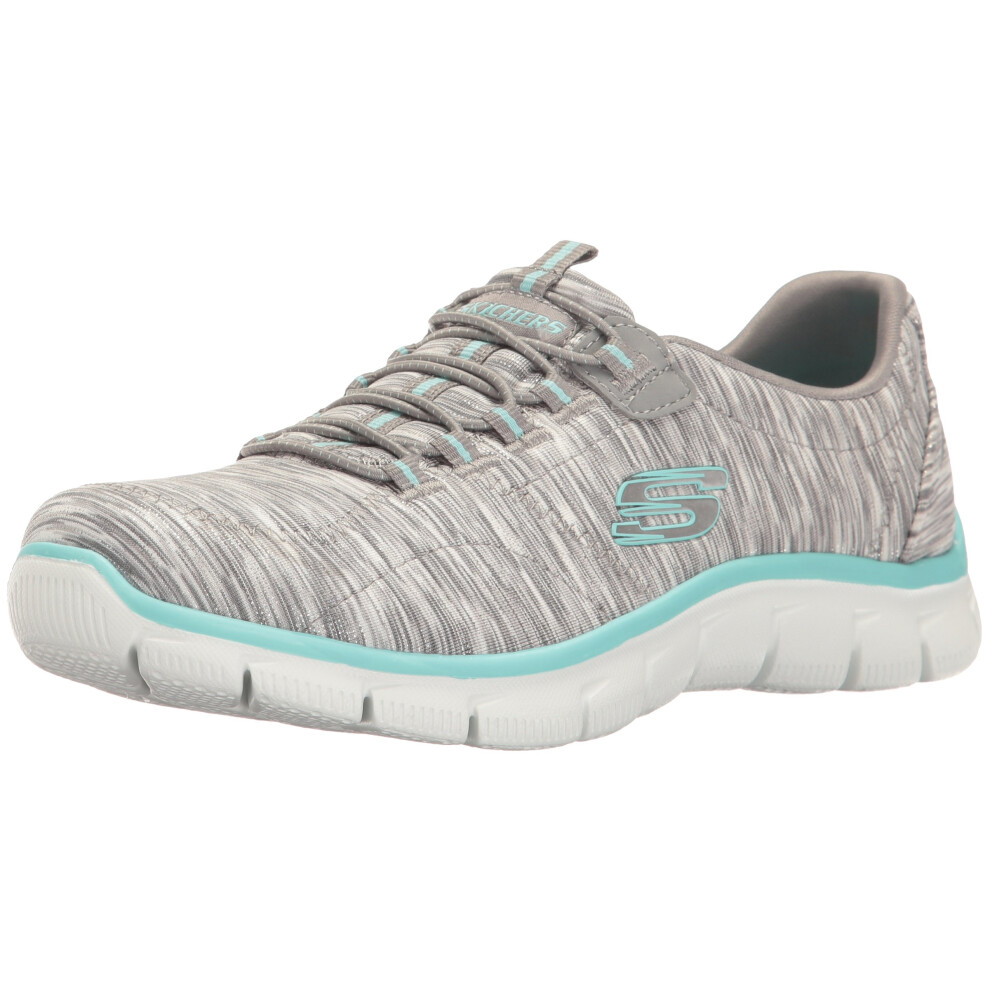 Skechers Women's Empire Game On Fashion Sneaker  Gray/Light Blue  8 W