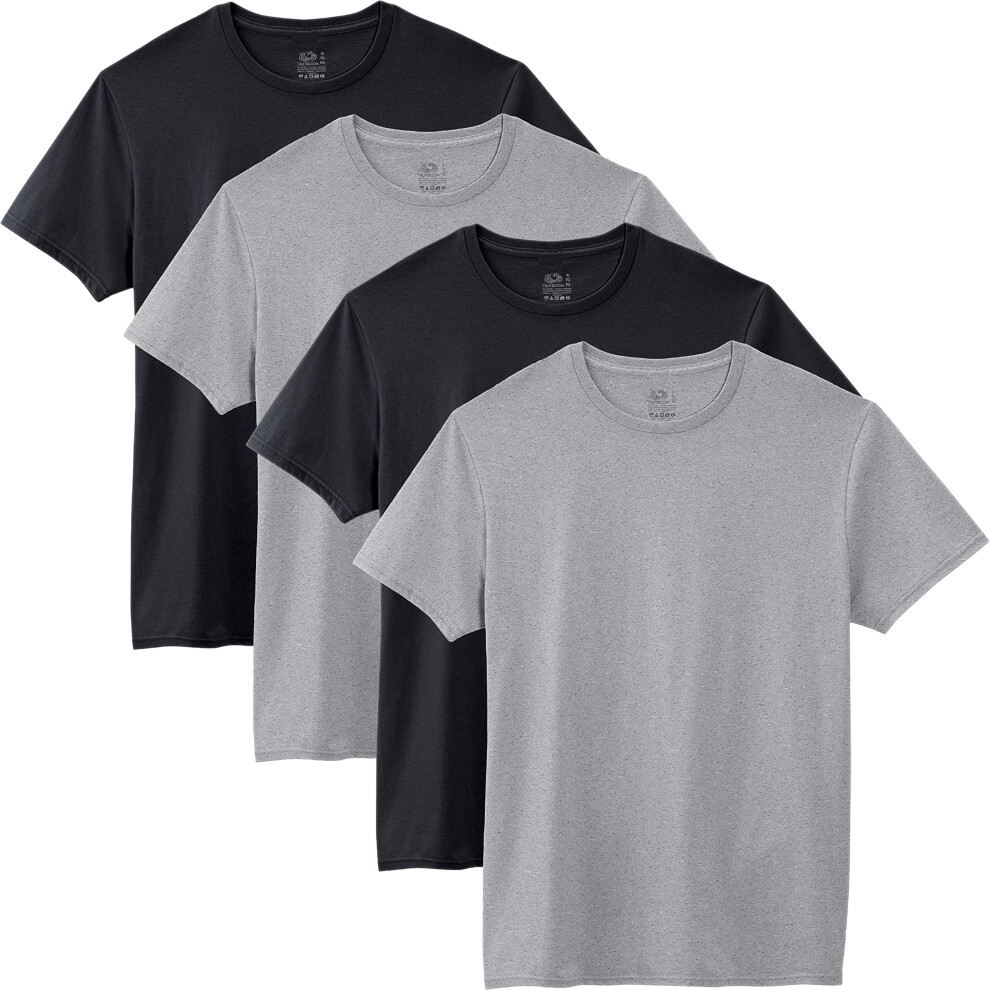 Fruit of the Loom Men's Crew Neck T-Shirt (Pack of 4)  Black/Gray  Lar