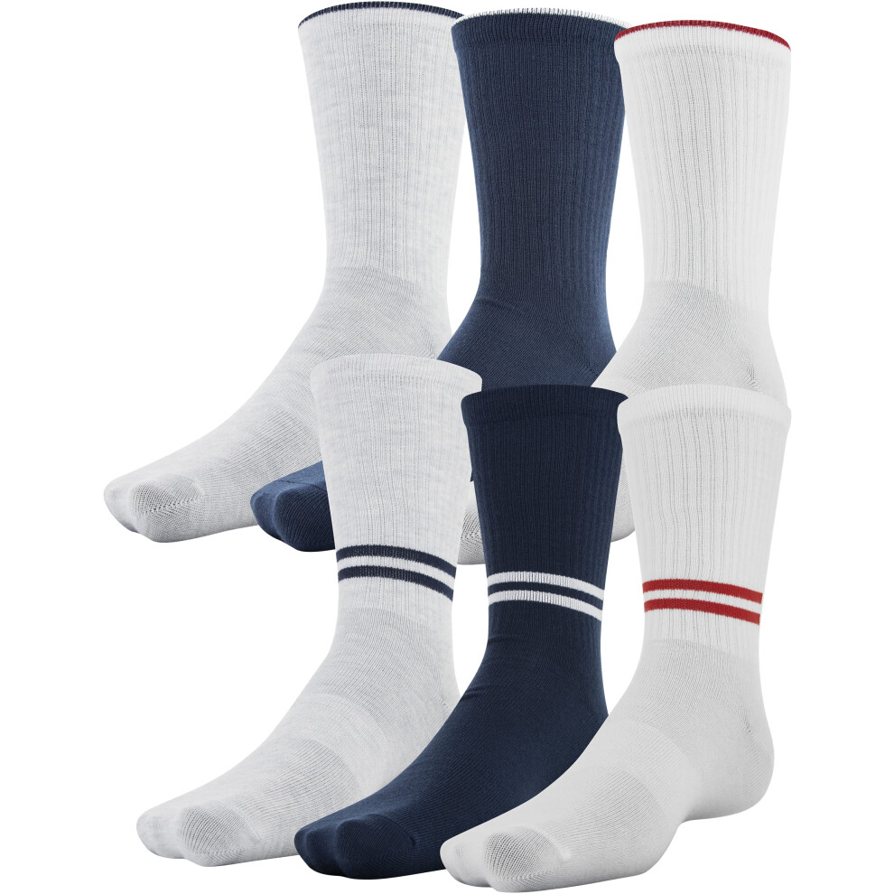 Under Armour Mens Essential crew Socks  6-Pairs   White Assorted   Lar