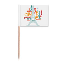 France Paris Eiffel Tower Wordcloud Toothpick Flags Marker Topper Party Decoration