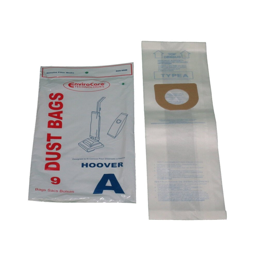 Hoover Type A Upright Vacuums Envirocare Paper Bags 9 PK # 809-9 809-9