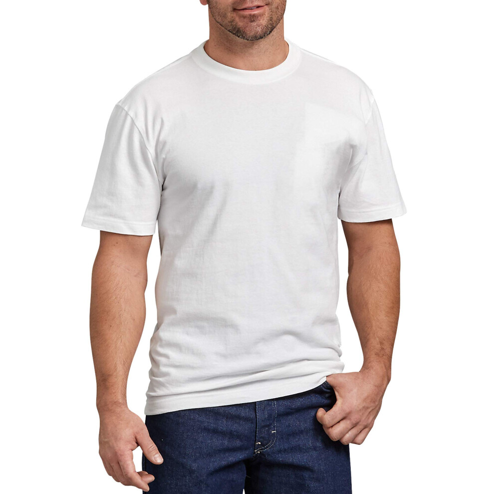 Dickies Men's Big and Tall Short Sleeve Heavyweight Crew Neck  White