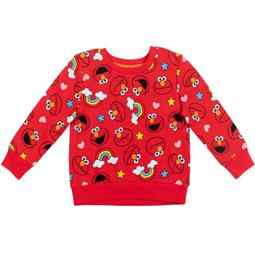 Sesame Street Elmo Toddler Girls French Terry Pullover Sweatshirt Red