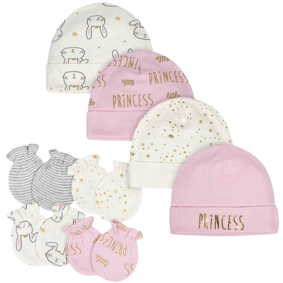 gerber Baby 8 9-Piece cap and Mitten Sets  8pc Pink Princess  0-3 Mont