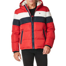 Tommy Hilfiger Doudoune classique capuche pour homme Rouge/Ice/Navy Poly Tech XX-Large