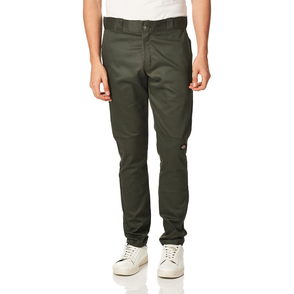 Dickies Men Skinny-Straight Double Knee Work Pant  Olive green  30W x