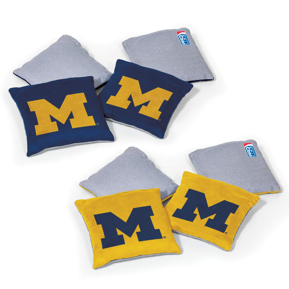 Wild Sports NCAA Michigan Wolverines 8pk Dual Sided Bean Bags  Team Co