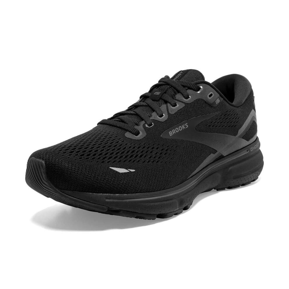 Brooks Women's Ghost 15 Neutral Running Shoe - Black/Black/Ebony - 6 W