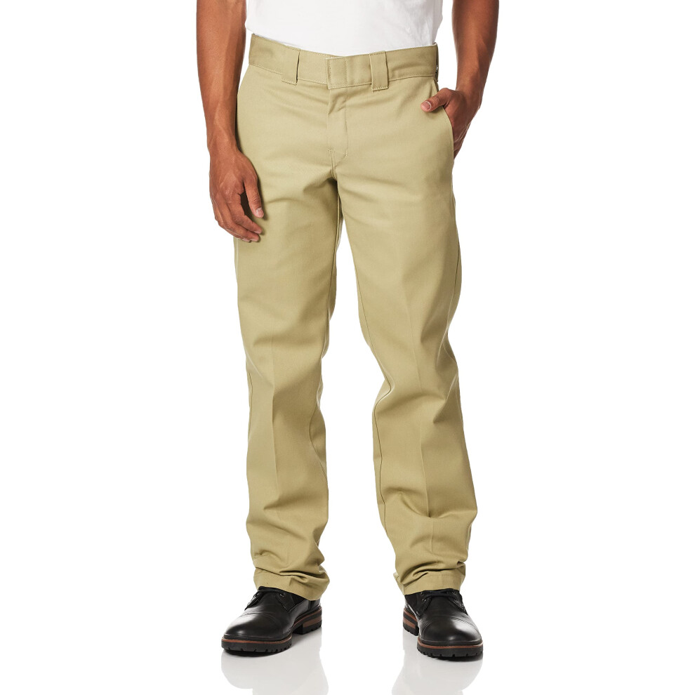 Dickies mens Washed Slim Straight work utility pants  Khaki  36W x 30L