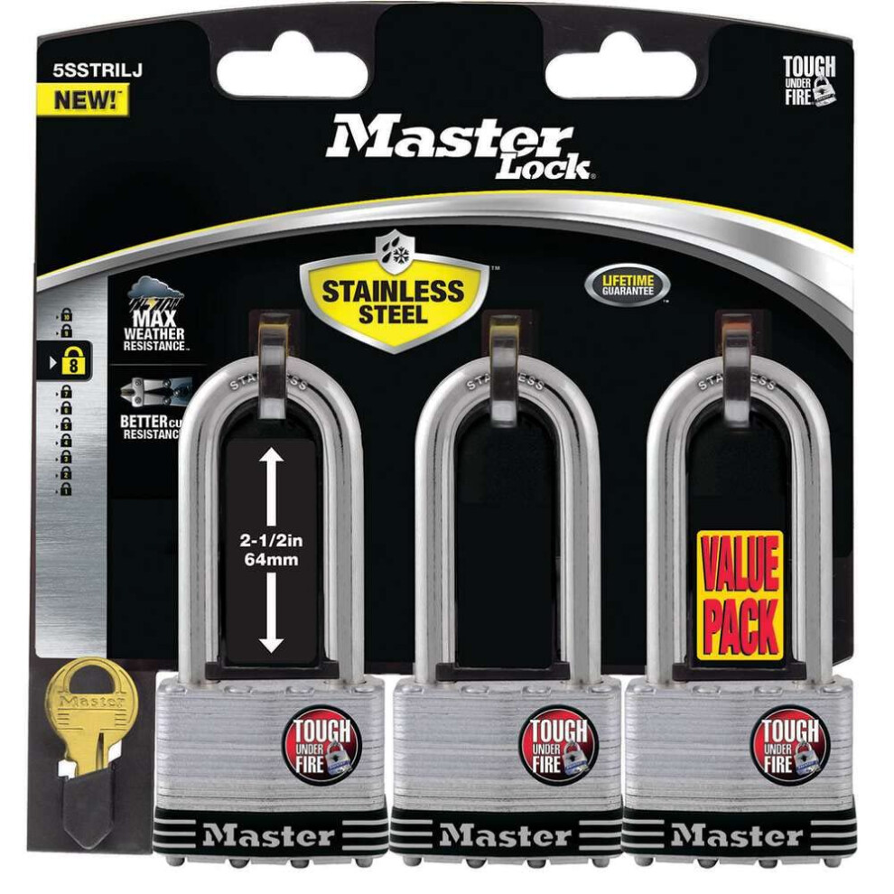 Master Lock Padlock 2 inches Laminated Stainless Steel 4 Pin Cylinder