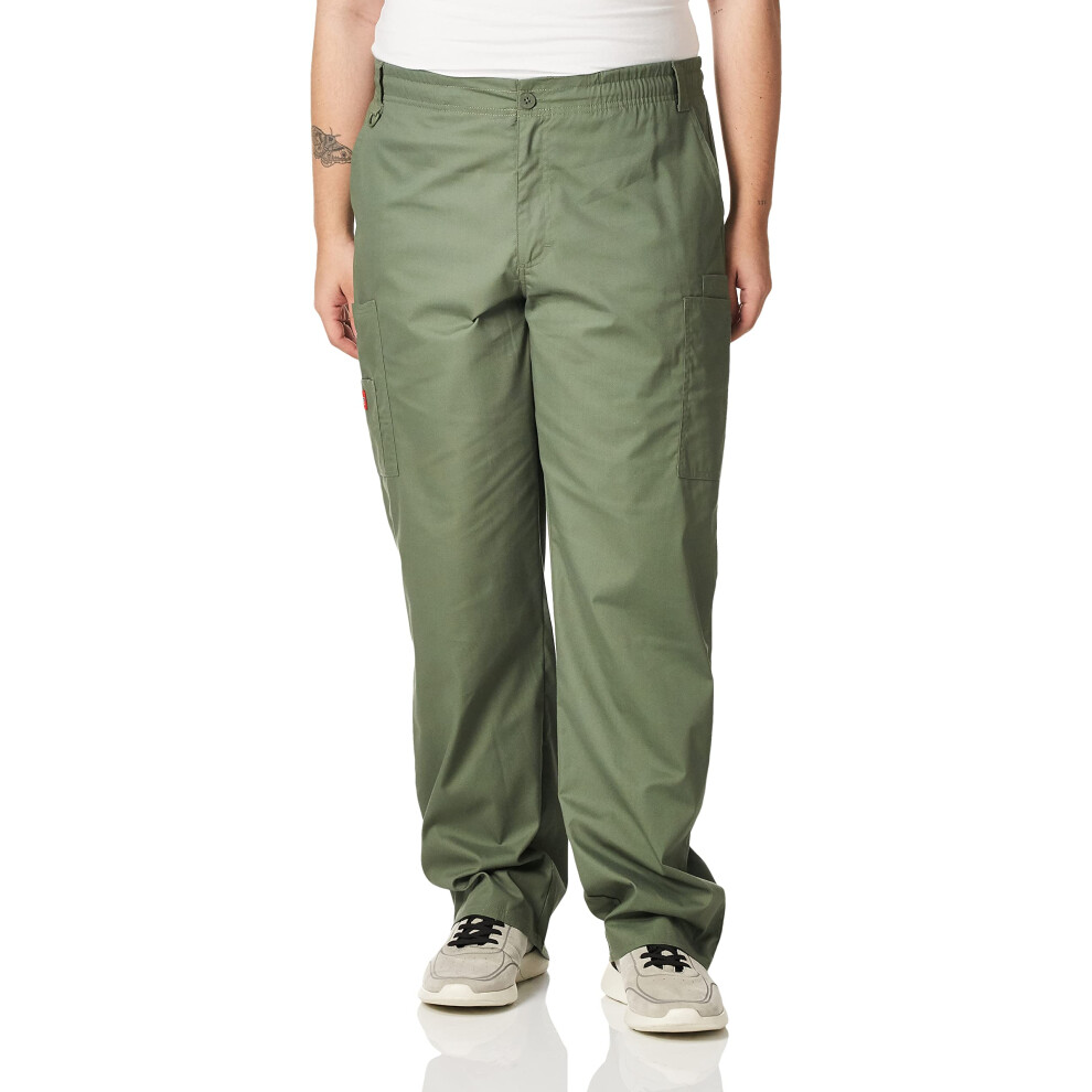 Dickies Mens Big Signature Elastic Waist Scrubs Pant  Olive  X-Large T