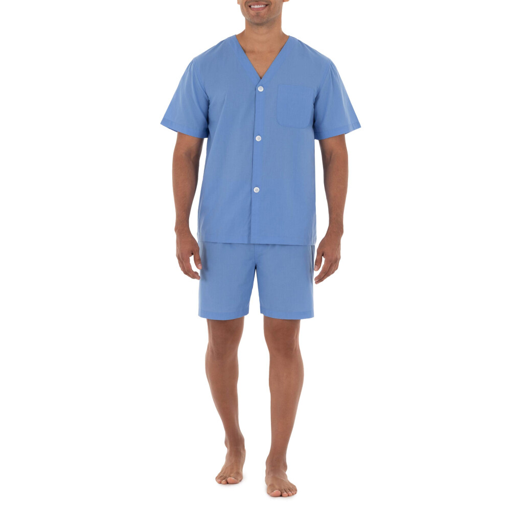 Fruit of the Loom Mens Broadcloth Short Sleeve Pajama Set  Azure Blue