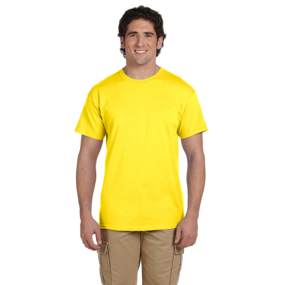 Fruit of the Loom mens 5 oz 100% Heavy cotton HD T-Shirt(3931)-YELLOW-