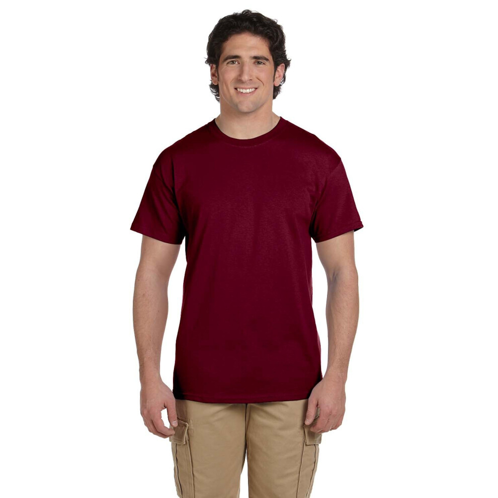 Fruit of the Loom mens 5 oz 100% Heavy cotton HD T-Shirt(3931)-MAROON-