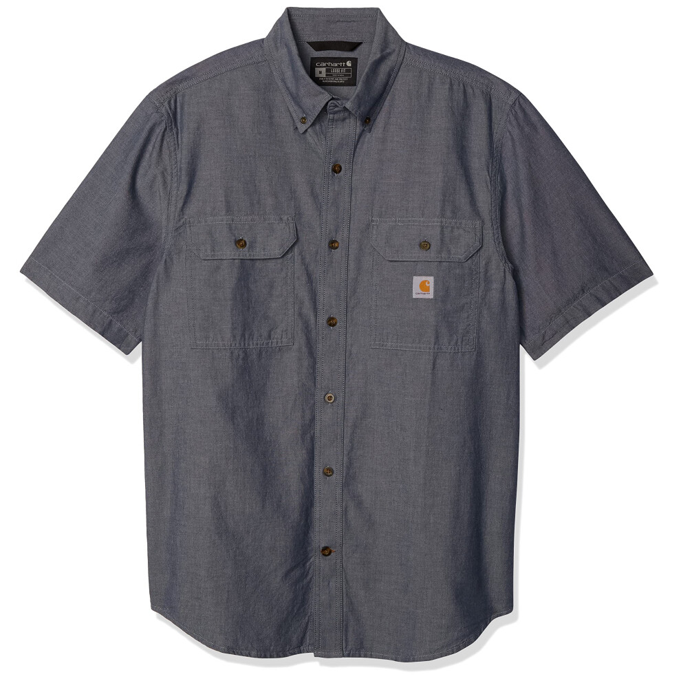 carhartt Mens Original Fit Short Sleeve Shirt  Denim Blue chambray  La