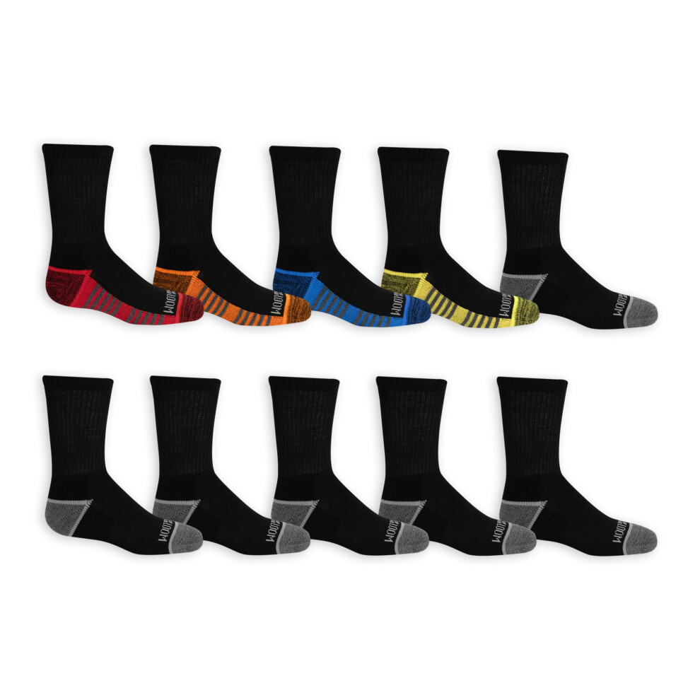 Fruit of the Loom boys Half Cushion Casual Sock  Black Assorted  9-2.5