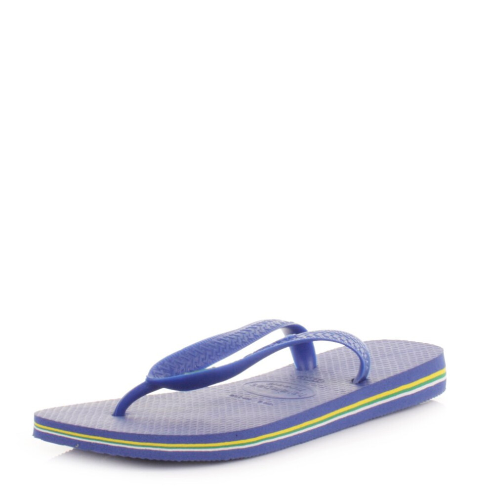 Havaianas Unisex Flip Flops  Blue(Brasil Logo Marine Blue)  65-7 US Wo