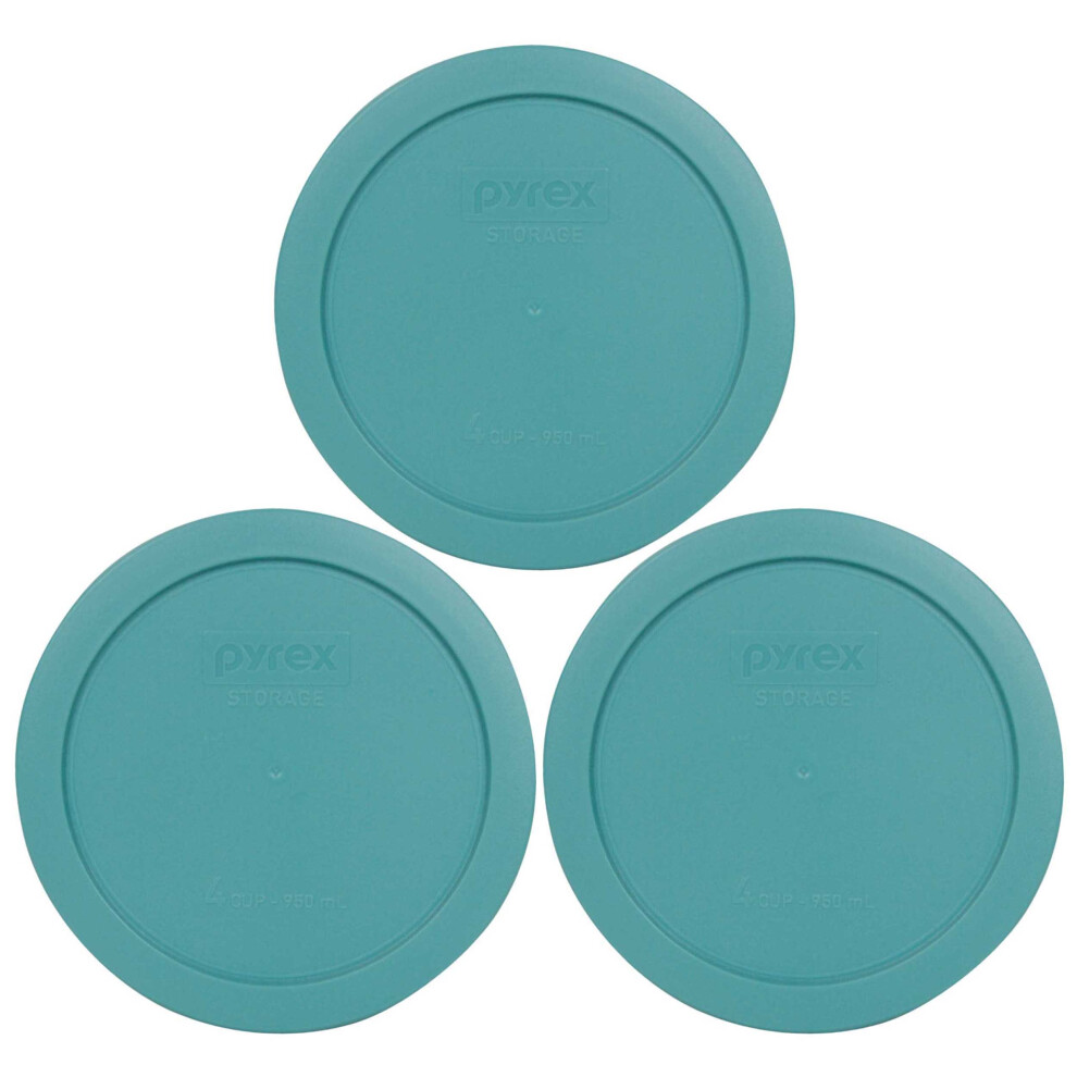 Pyrex Bundle - 3 Items: 7201-Pc 4-cup Turquoise Plastic Food Storage L