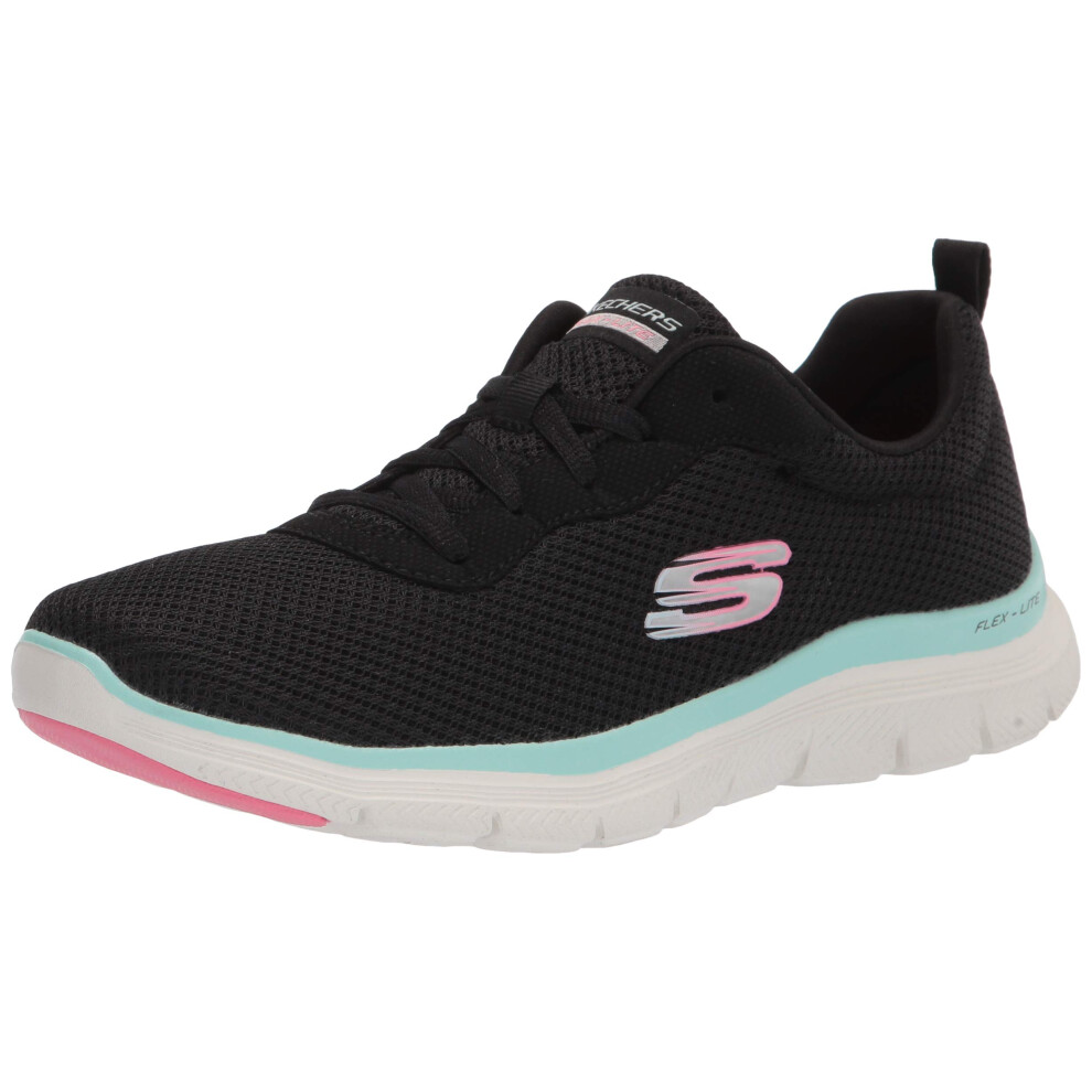 Skechers Women's 149303 Flex Appeal 4.0 Sneaker  Bktq=Black Turquiose