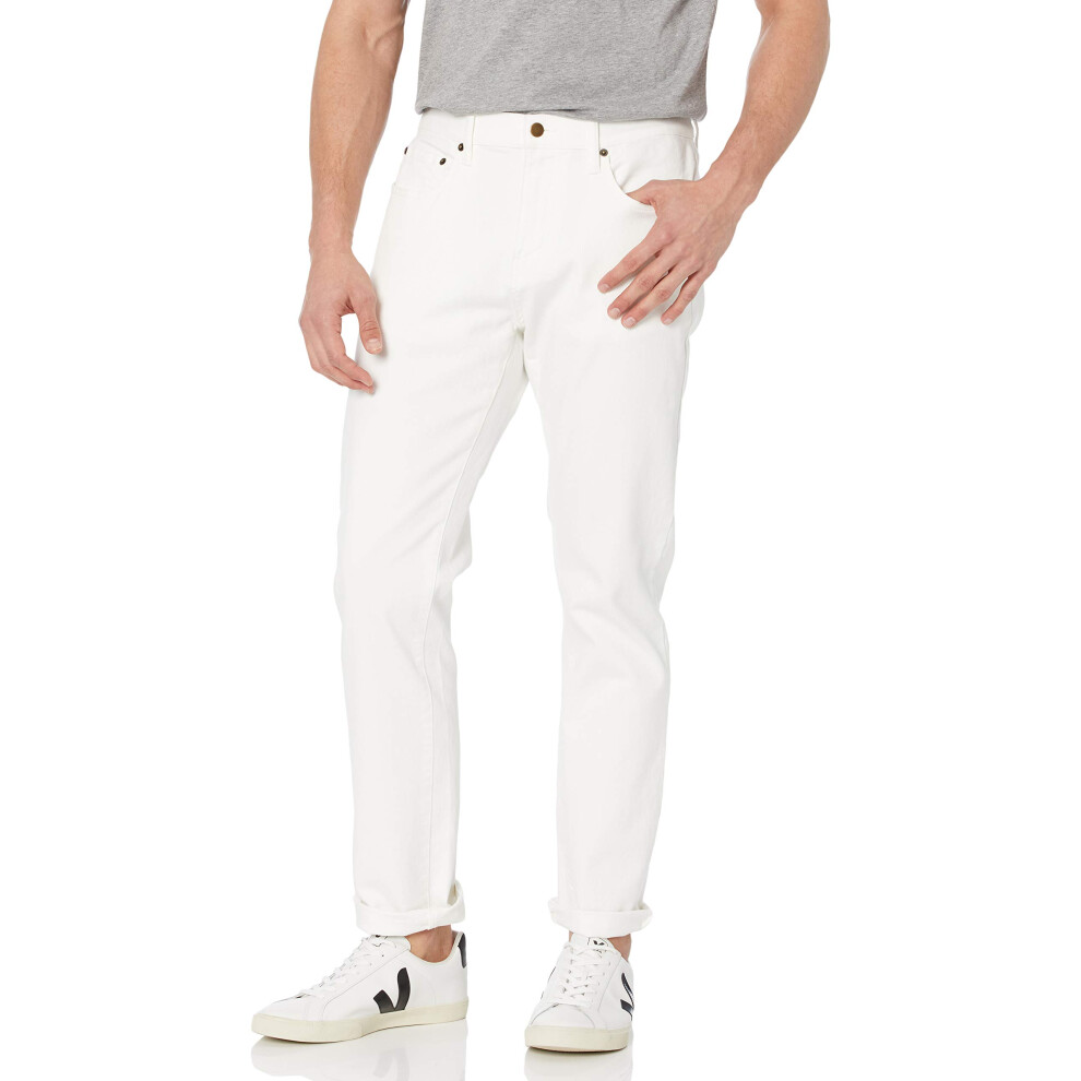 Amazon Essentials Men's Athletic-Fit Stretch Jean  Bright White  32W x