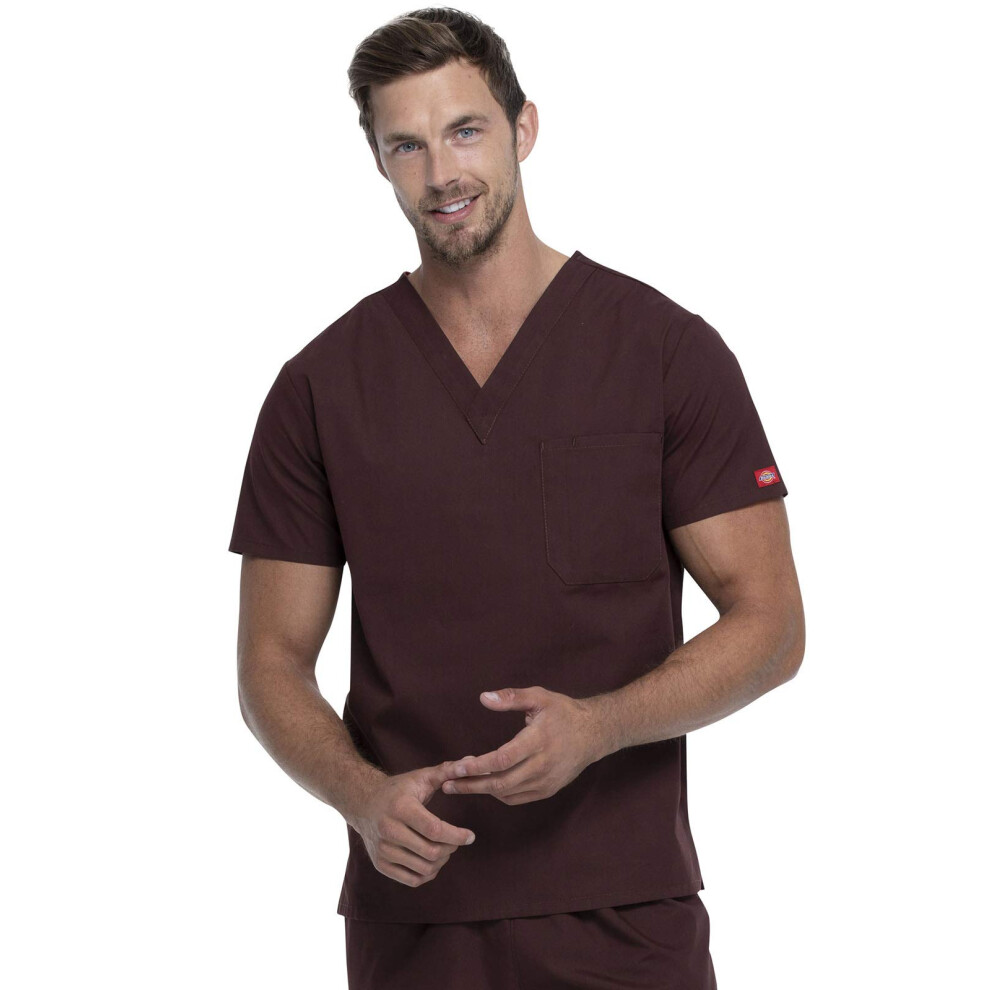 Dickies unisex adult V-neck Top Medical Scrubs Shirt  Espresso  X-Smal