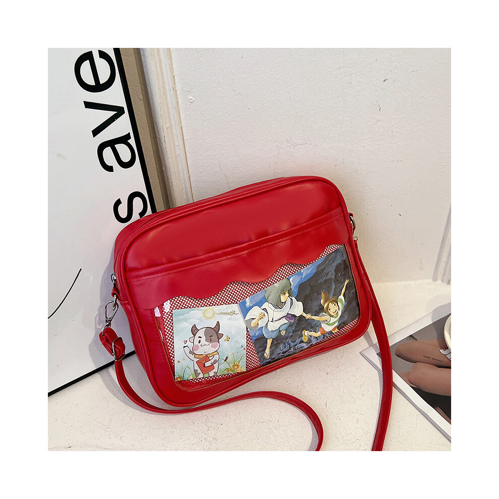 (Red) Streetwear Stylish Square Bag Chic Design With Functional Phone Pocket For Daily Use-image-OPC-PFKMSXD-NEW