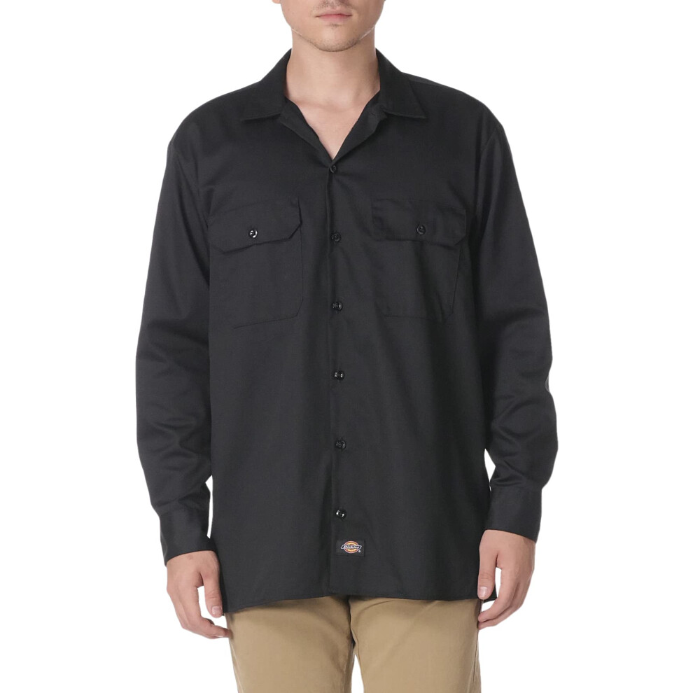 Dickies mens Long-sleeve work utility button down shirts  Black  Mediu