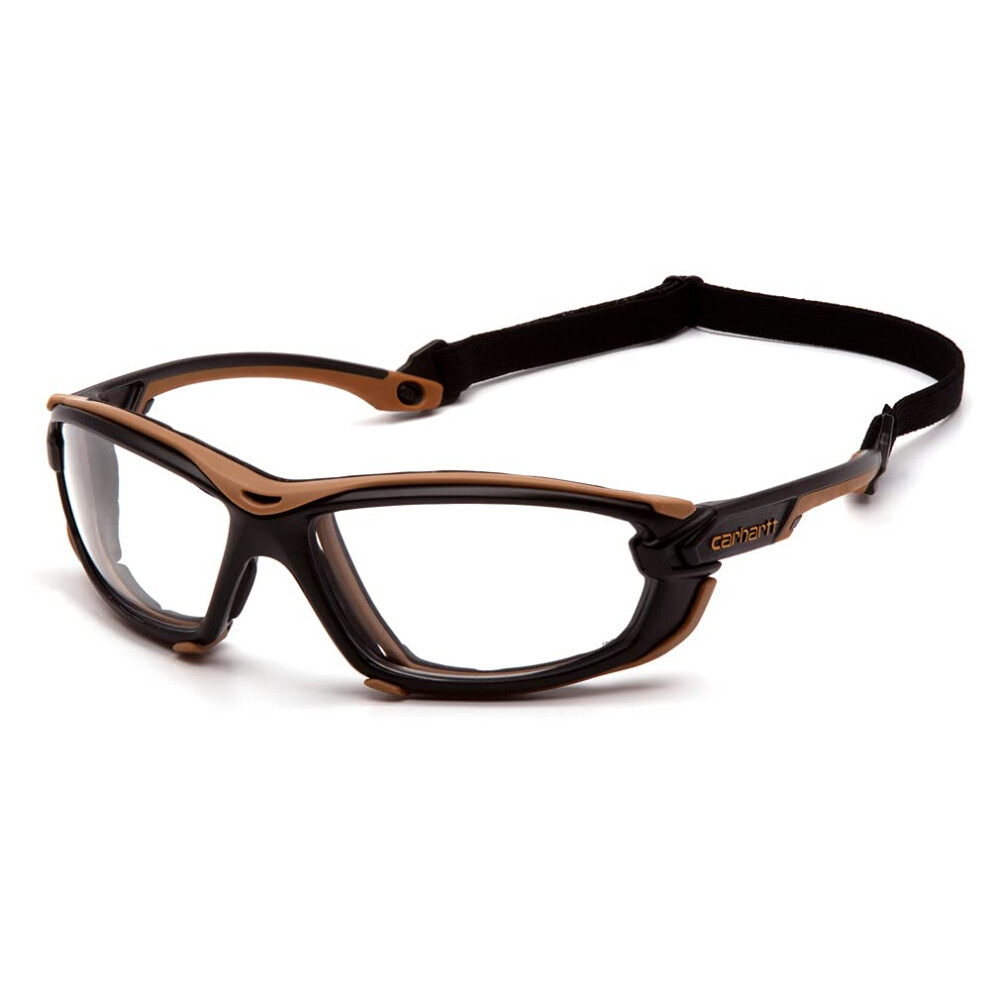 Carhartt Toccoa Safety Glasses  Black/Tan Frame  Clear H2MAX Anti-Fog