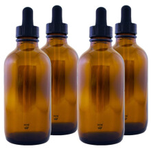 GreenHealth - 4 unssia ruskeat lasipipettipullot lasipipetill - 4 kpl pakkaus - Uudelleentytettv kestv UV-suoja - Eteeristen ljyjen seerumeill
