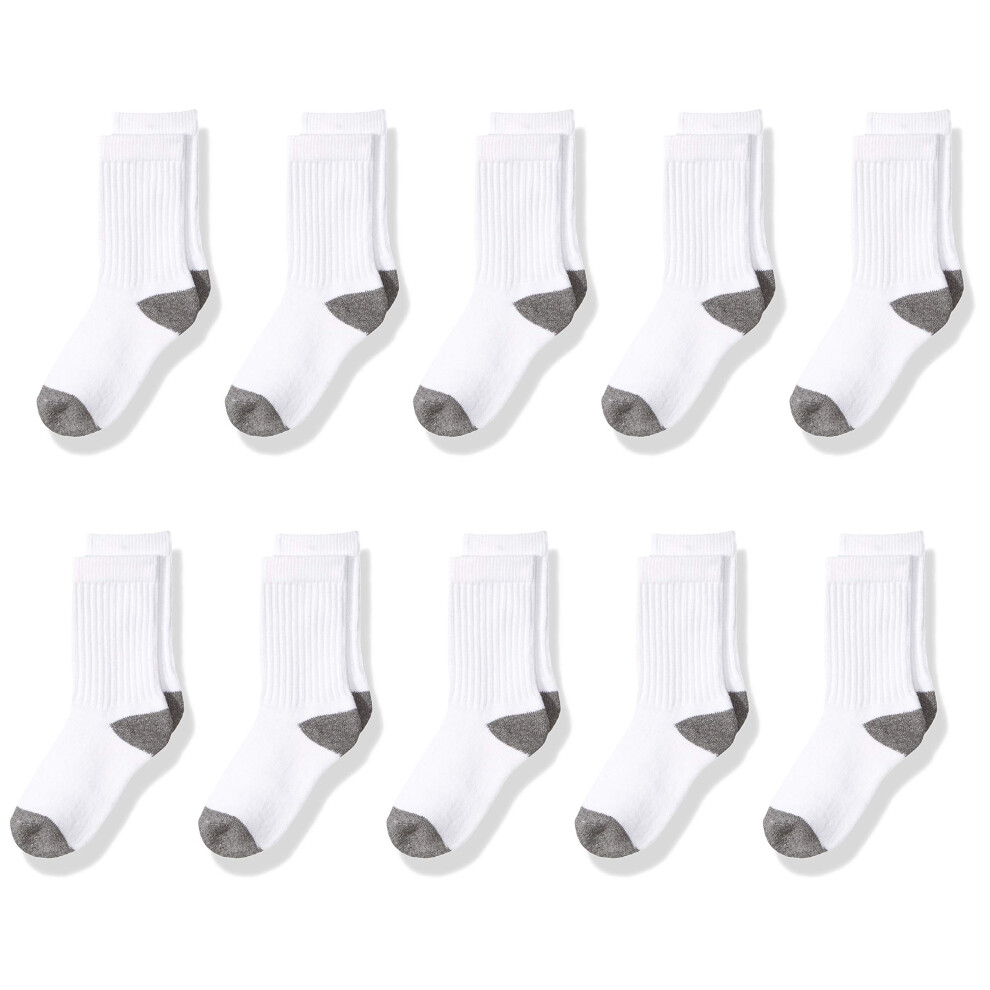 Amazon Essentials Unisex Kids cotton crew Sock  10 Pairs  Whitegrey  S