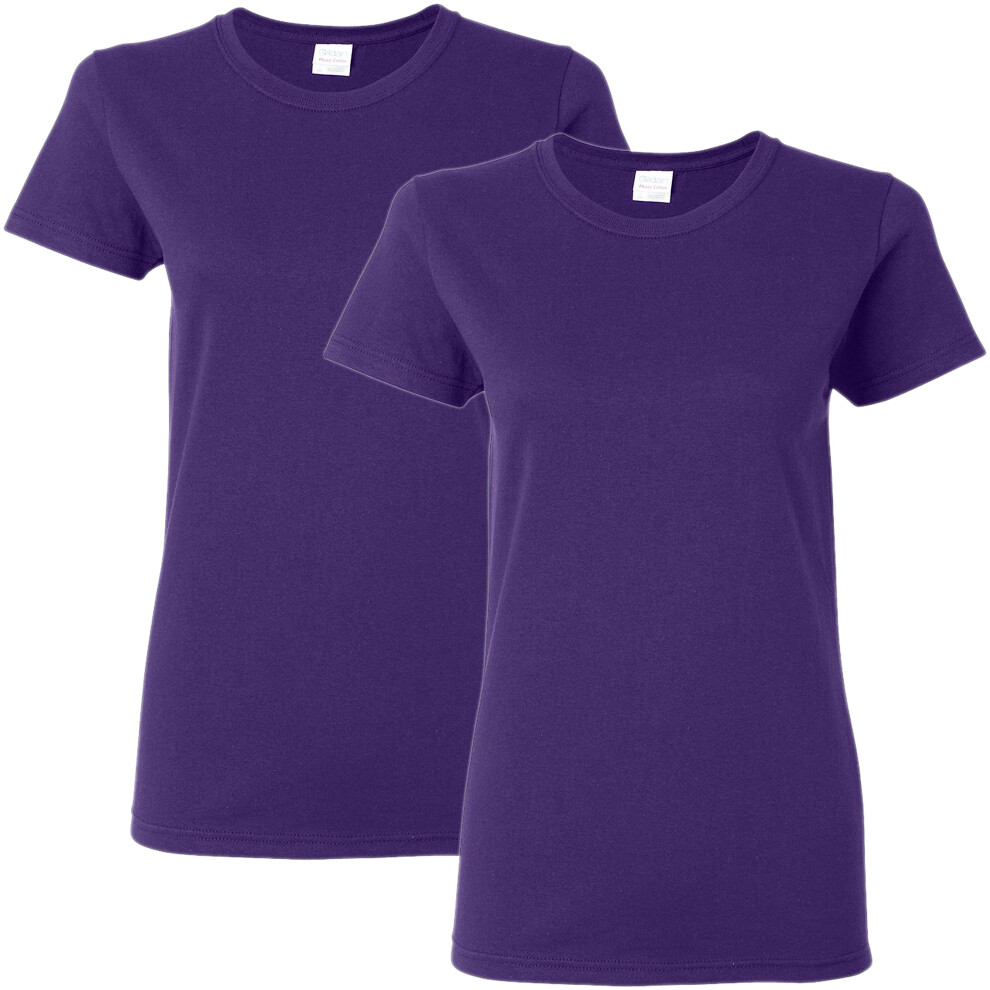 Gildan womens Heavy Cotton Adult T-shirt  2-pack T Shirt  Purple  Larg