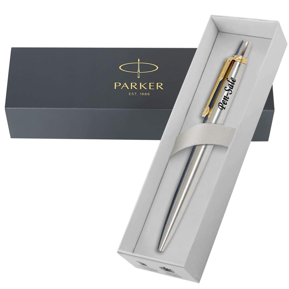 Personalised Engraved Parker Jotter Ballpoint Pen Gold Trim FREE ENGRA