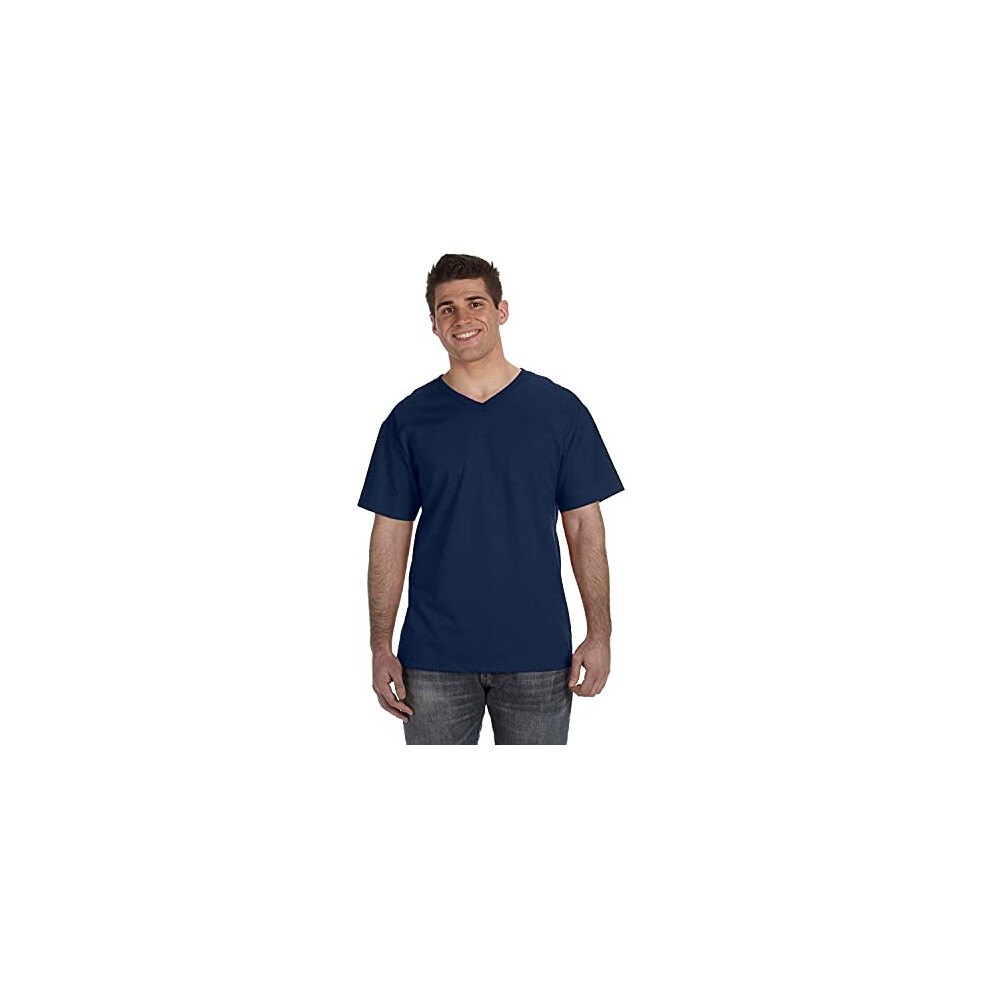 Fruit of the Loom Mens Heavy Cotton HD V-Neck T-Shirt (39VR) -J. Navy