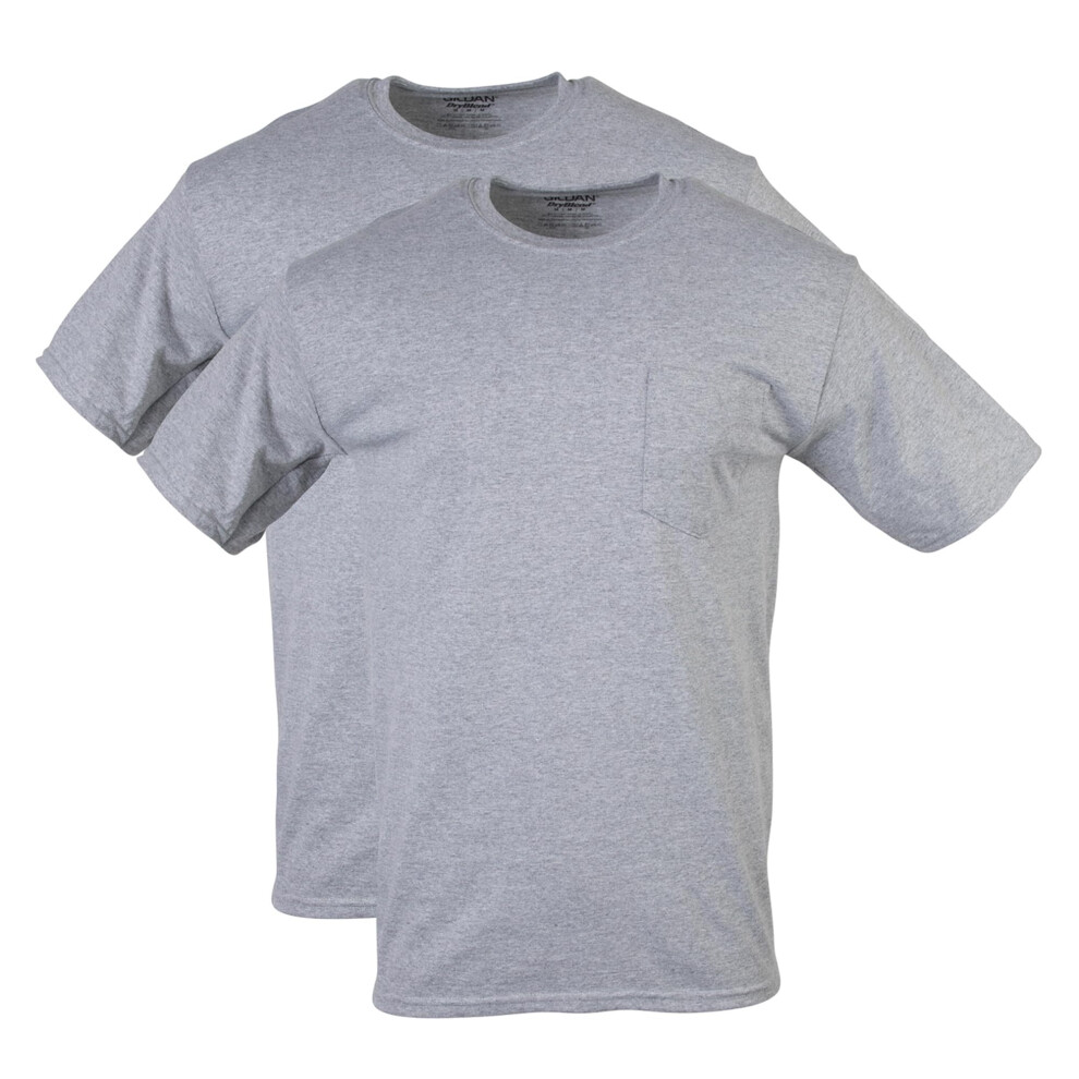 Gildan DryBlend Workwear T-Shirts with Pocket  2-Pack  Sport Grey  X-L