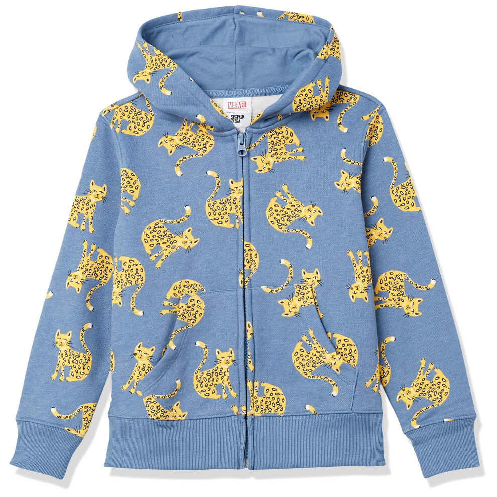 Amazon Essentials Girls' Fleece Zip-Up Hoodie Sweatshirt  Blue Cat  Me