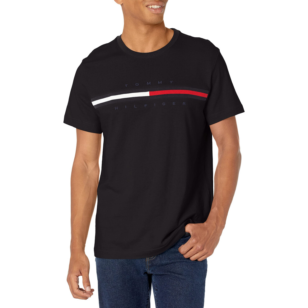 Tommy Hilfiger mens Short Sleeve Logo T-shirt T Shirt  Jet Black  Smal