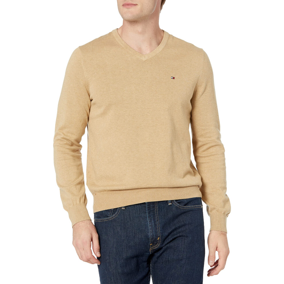 Tommy Hilfiger mens Cotton V Neck Sweater  B2803 Lt Beige Htr  XX-Larg