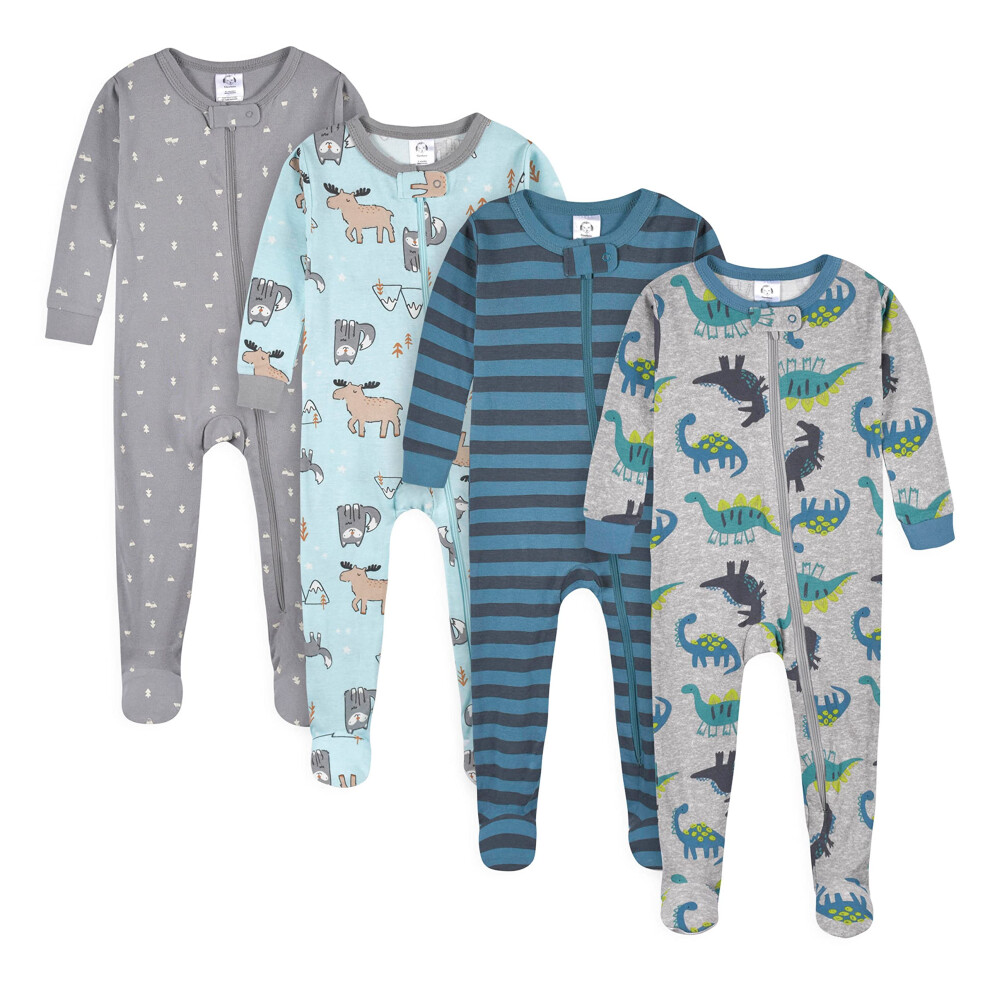 gerber Baby Boys 4-Pack Footed Pajamas  Dino and Arctic Animals  18 Mo