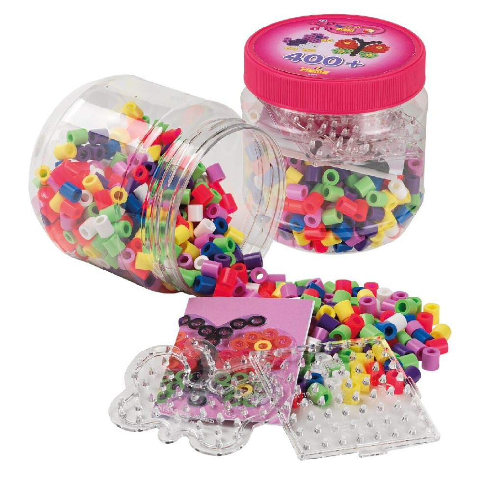 Hama 10.8791 Maxi 400 Beads & Pegboards in Tub Pink  Multicolour  One