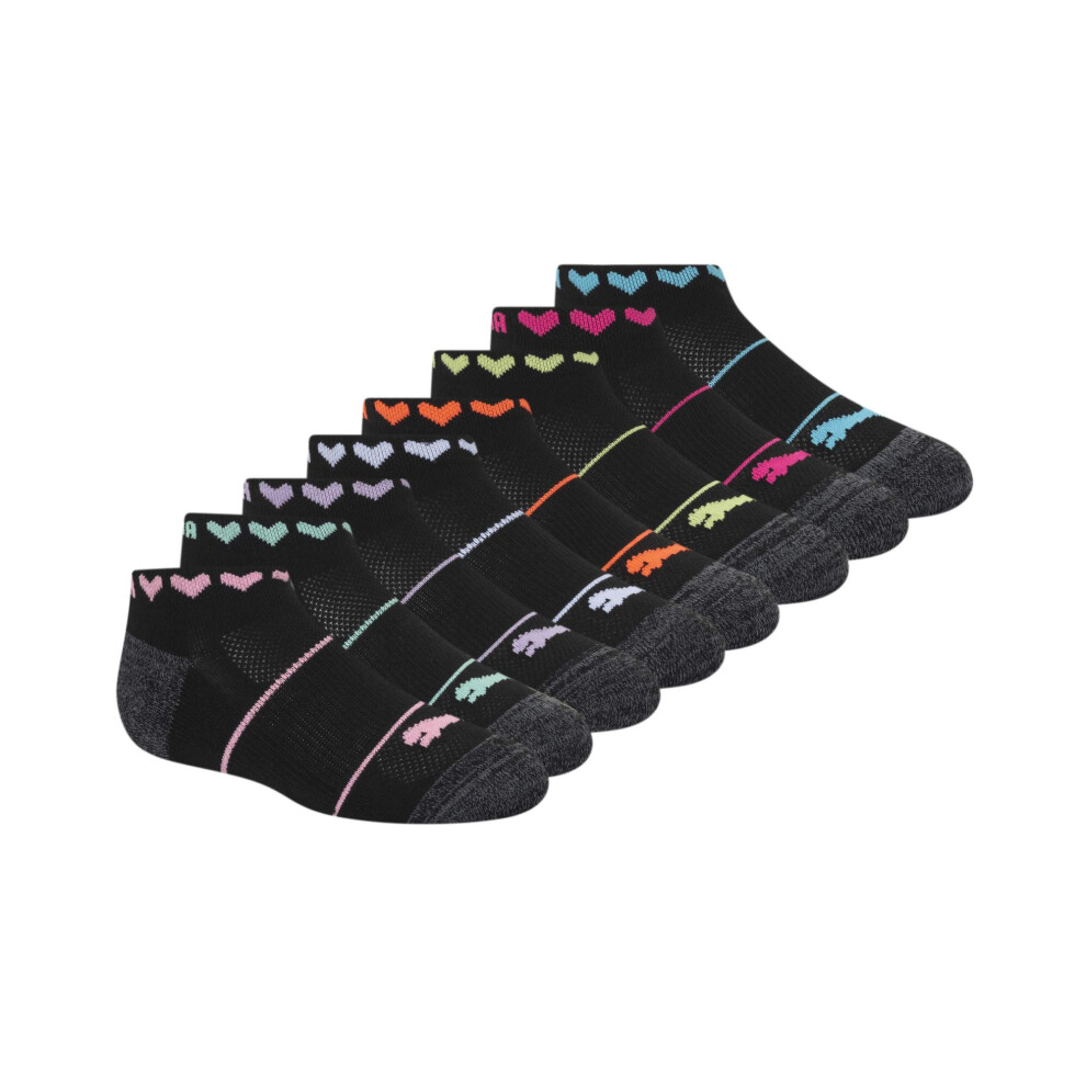 PUMA girls 8 Pack Low Cut + Hair Ties Running Socks  Black/Multi  5-6.