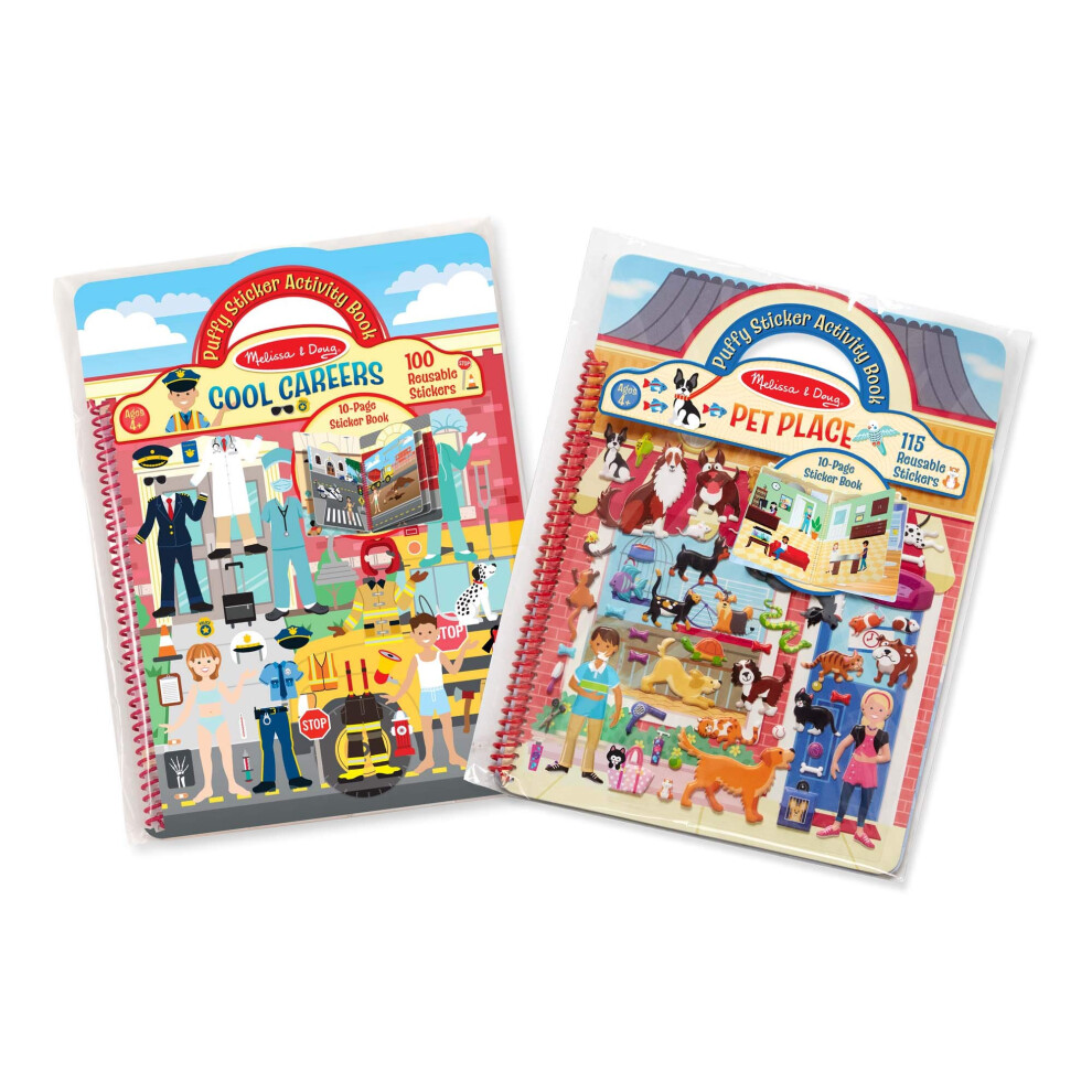 Melissa & Doug Puffy Sticker Activity Books Set: Cool Careers and Pet