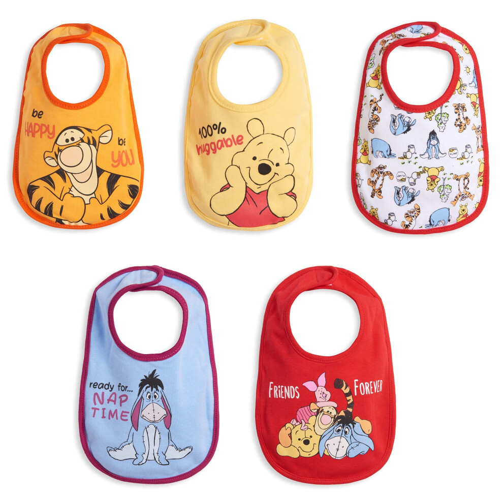 Disney Winnie the Pooh Tigger Eeyore Piglet Baby Boys 5 Pack Side Snap