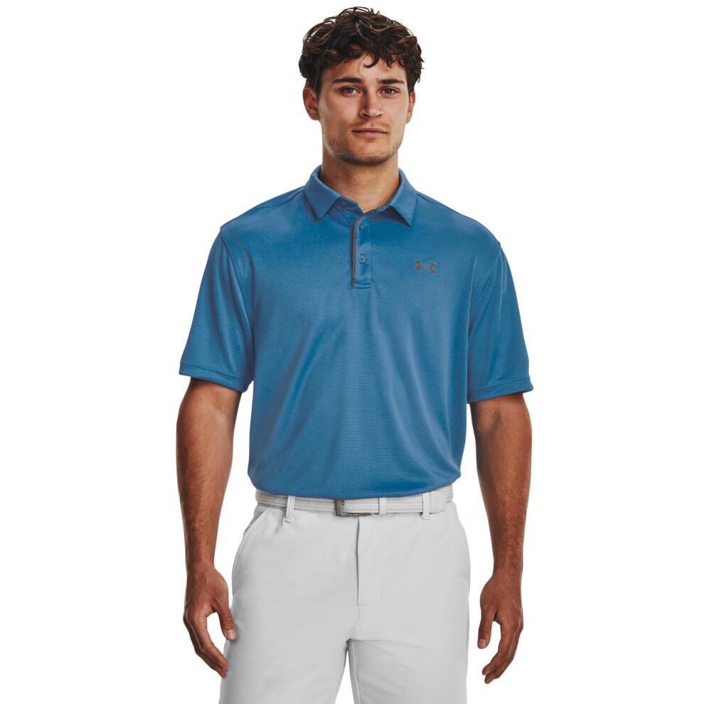 Under Armour mens Tech Golf Polo   (466) Cosmic Blue / / Pitch Gray