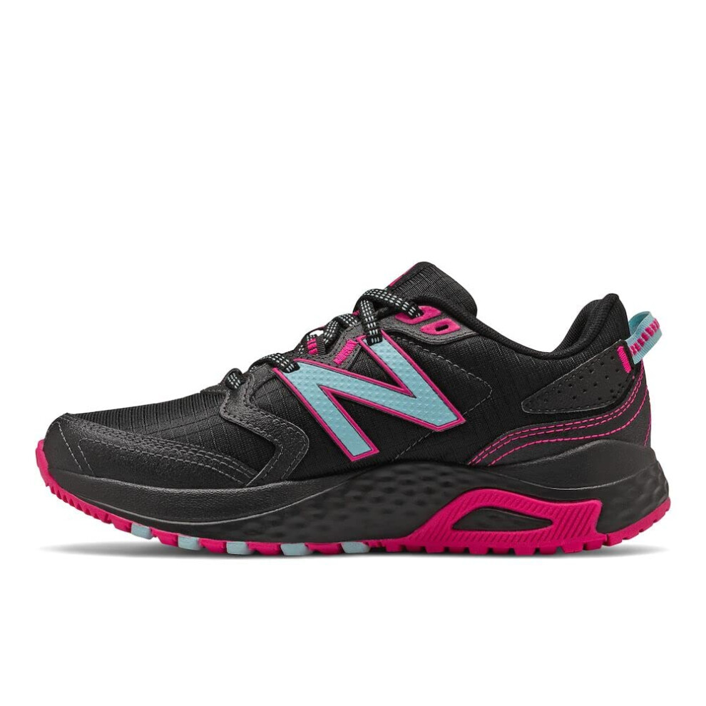 New Balance Women's 410 V7 Trail Running Shoe  Black/Blue Chill/Pink G