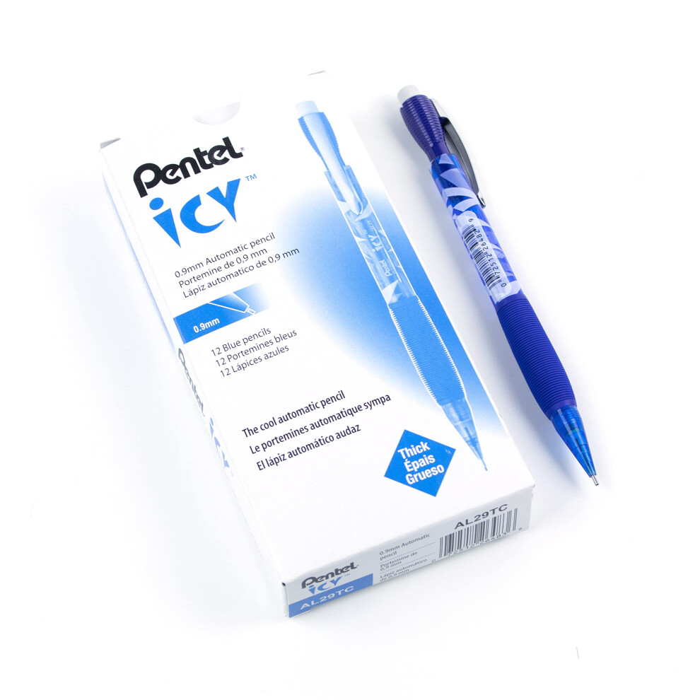 Pentel ICY Mechanical Pencil  (0.9mm)  Tinted Blue Barrel  12 pack (AL