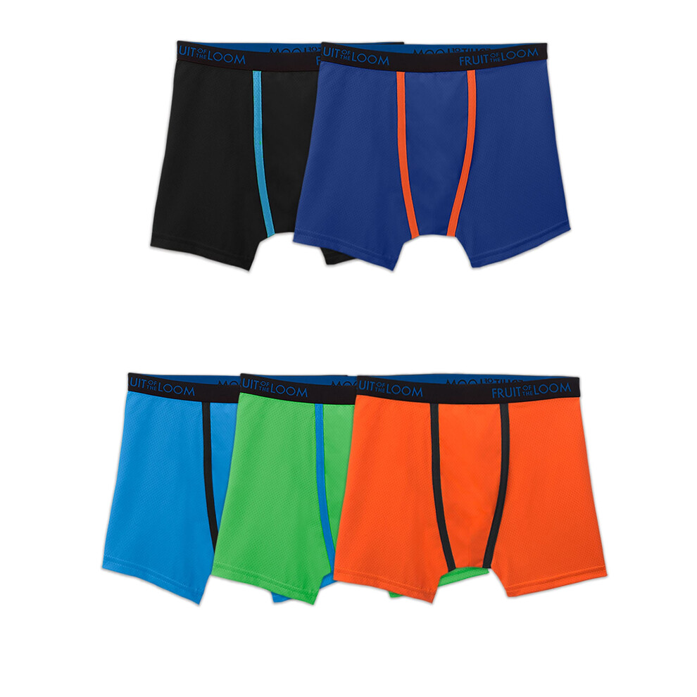 Fruit of the Loom Big Breathable Boxer Briefs  Boy-5 Pack-Micro Mesh